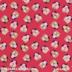 Children's Fabric (Jersey) - Owl Fuchsia
