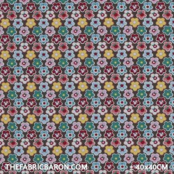 Children's Fabric (Jersey) - Bright Flowers Taupe