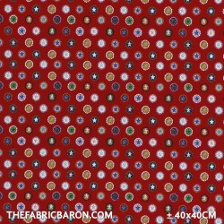 Children's Fabric (Jersey) - Star In Bulb Red