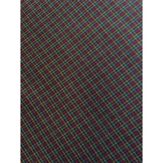 Checked Fabric Wool (100%) - Burgundy/Green/Camel