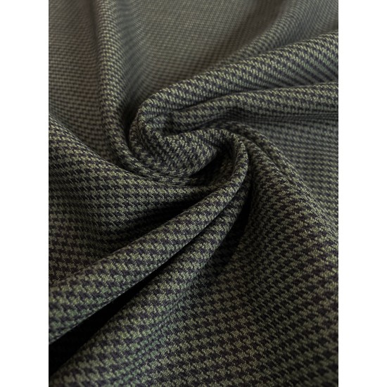 Pied De Poules Fabric - Olive Green/Black