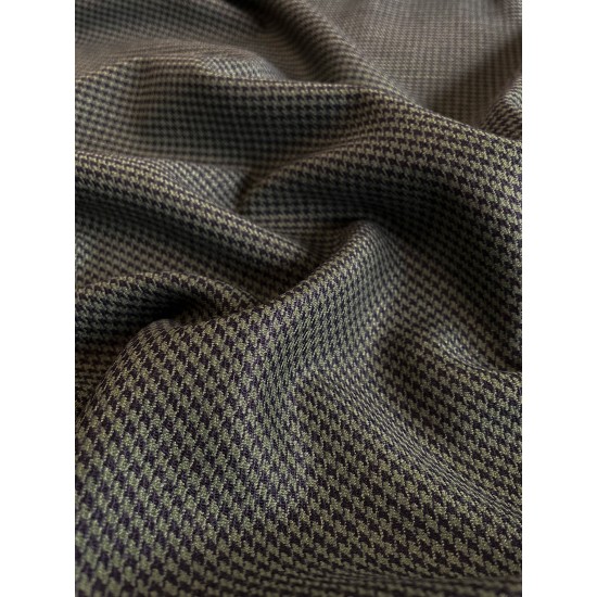 Pied De Poules Fabric - Olive Green/Black