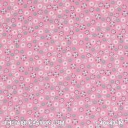 Cotton Printed - Flower With Heart Pink