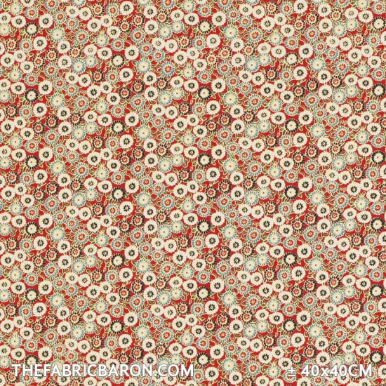 Cotton Printed - Butterflower Red