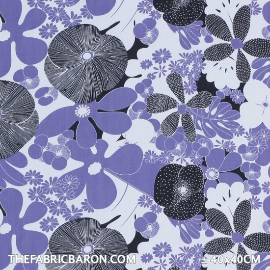 Coton Imprimé - Grandes Fleurs Violet