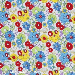 Cotton Printed - Different Flowers White