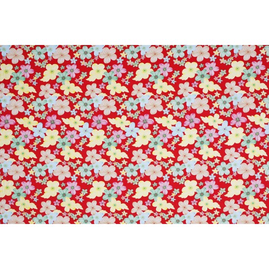Cotton Printed - Beautiful Flowers Red