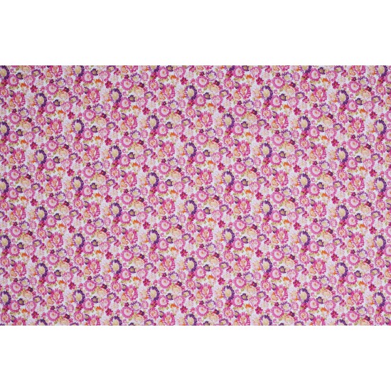 Coton Imprimé - Pissenlit Fleur Fuchsia
