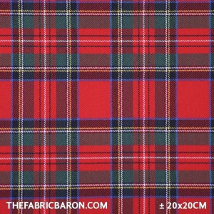 Scottish Tartan Fabric - Red Stuart