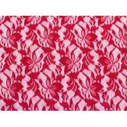 Lace Fabric - Flowers Warm Red (Stretch)