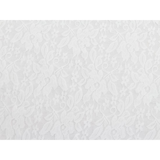 Lace Fabric - Flowers White (Stretch)
