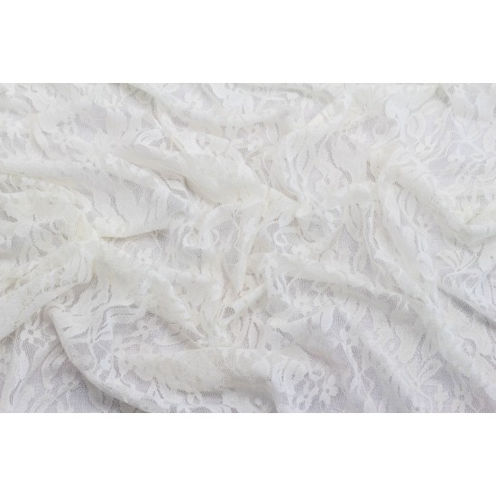 Lace Fabric - Flowers Off White (Stretch)