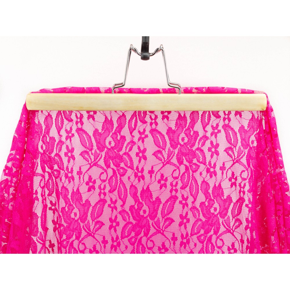 Lace Fabric - Flowers Fuchsia (Stretch)