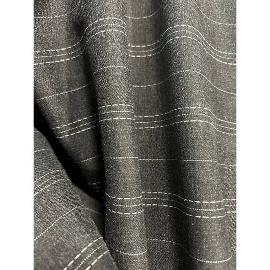 Stripes Dotted Stretch Fabric - Grey White