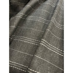 Stripes Dotted Stretch Fabric - Grey White