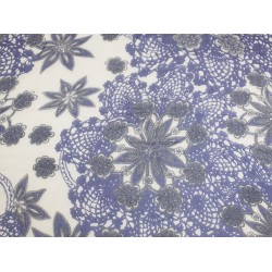 Silk Transparent Printed Flower - Blue/Gray