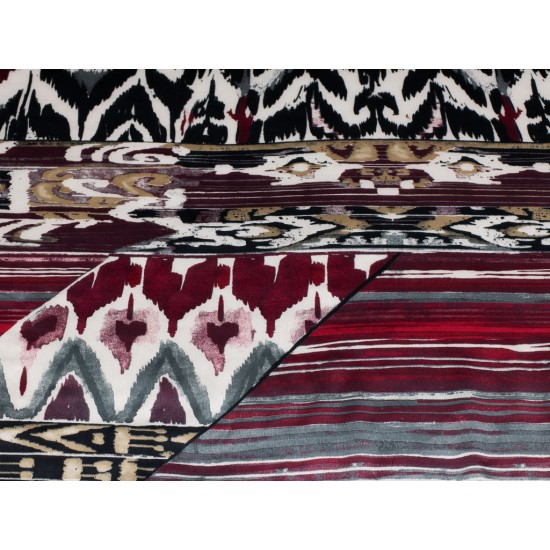 Silk Printed - Black/Bordeaux