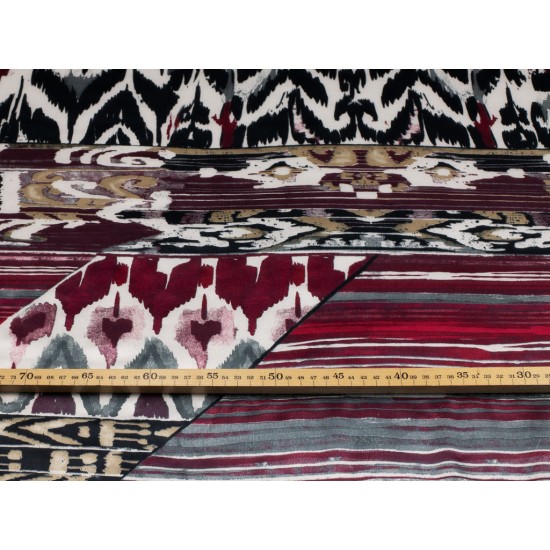 Silk Printed - Black/Bordeaux