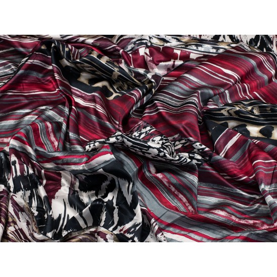 Silk Printed - Black/Bordeaux