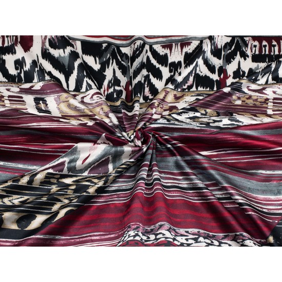 Silk Printed - Black/Bordeaux