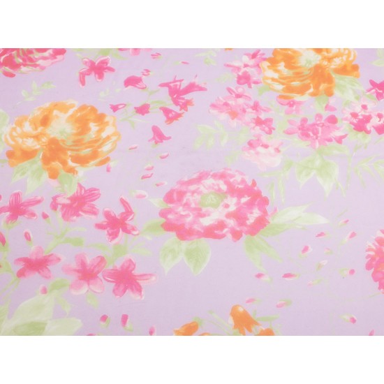 Silk Printed Flowers - Pink/Orange