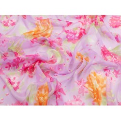Silk Printed Flowers - Pink/Orange