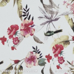 Jersey Printed Smooth - Edge Plant with Hummingbird