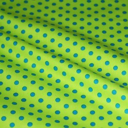 Coated Fabric Cotton Dots Lime Aqua 7mm