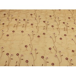 Silk Embroidered Flowers - Gold/Red