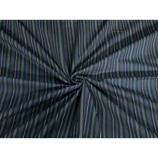 Cotton Twill Striped - Navy/Beige/Green