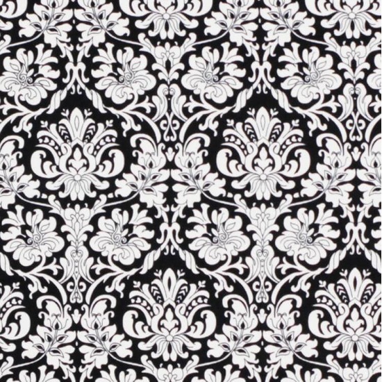 Jersey Fabric - Water Lily Black Off White
