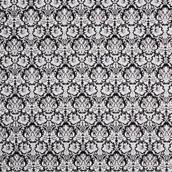 Jersey Fabric - Water Lily Black Off White