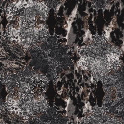 Jersey Fabric - Leopard Paisley Print Brown 