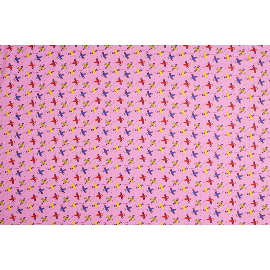 Children's Fabric - Airplane Pink