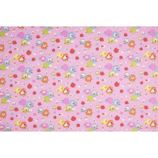 Children's Fabric - Bear Apple Pink