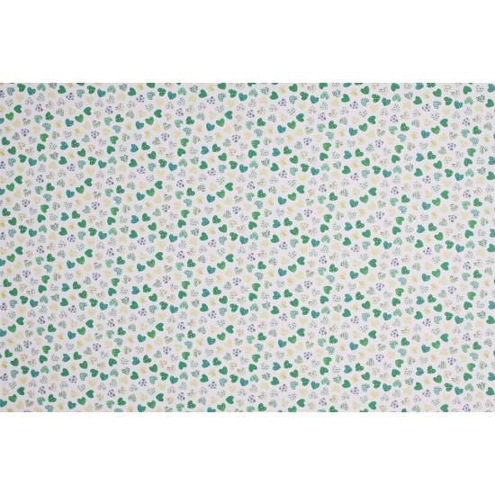 Children's Fabric - Decoration In Heart White Green