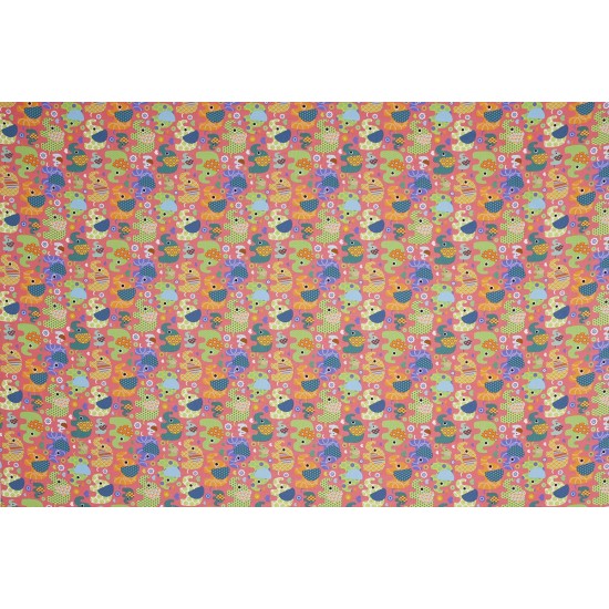 Children's Fabric - Elephant With Heart Pink