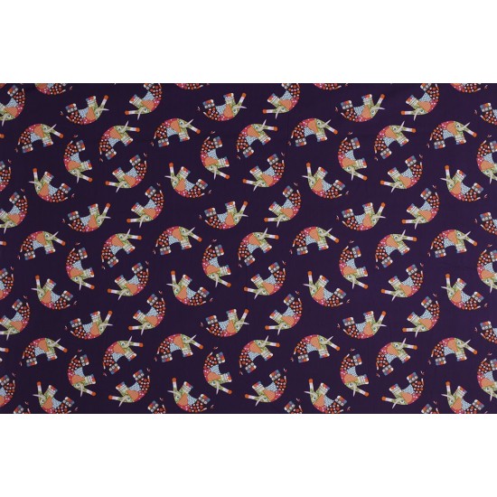 Children's Fabric - Elephants Big Purple