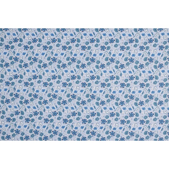 Children's Fabric - Flowers With Leaf Light Blue