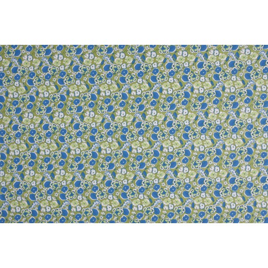 Children's Fabric - Flowers With Leaf Lime