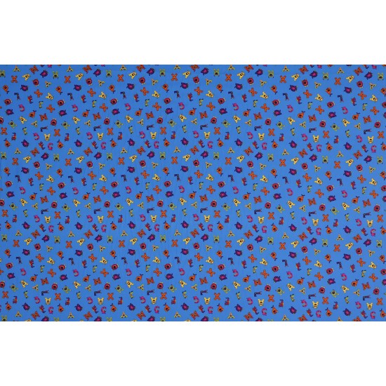 Children's Fabric - Letters Blue