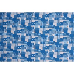 Children's Fabric - Patchwork Fabric Aqua White