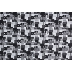 Children's Fabric - Patchwork Fabric Black White