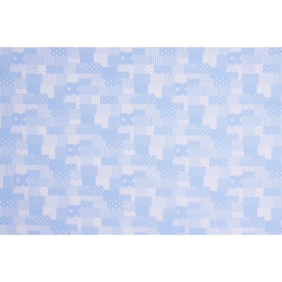 Kinderstof - Patchwork stof licht blauw wit