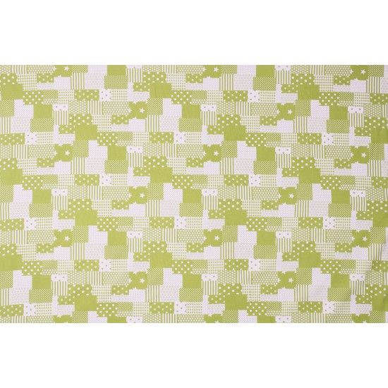 Children's Fabric - Patchwork Fabric Lime White