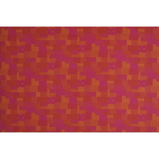 Children's Fabric - Patchwork Fabric Orange Fuchsia