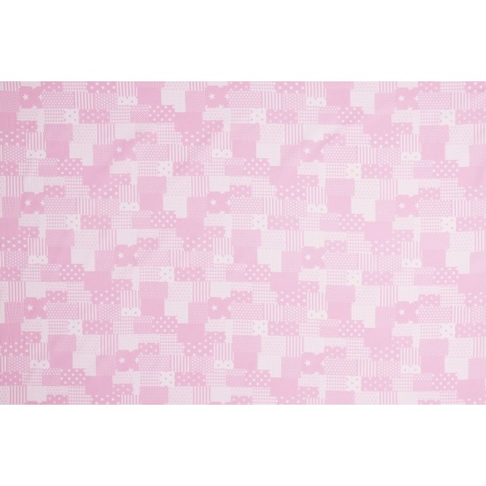 Kinderstof - Patchwork stof roze wit