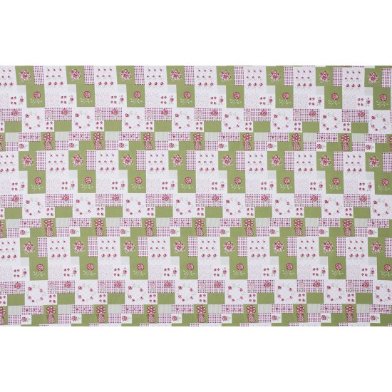 Children's Fabric - Patchwork Roses Lime
