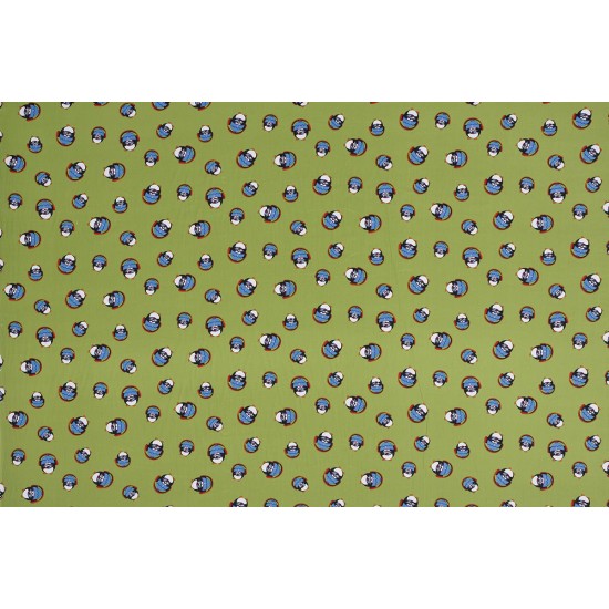 Children's Fabric - Penguin With Headphone Lime