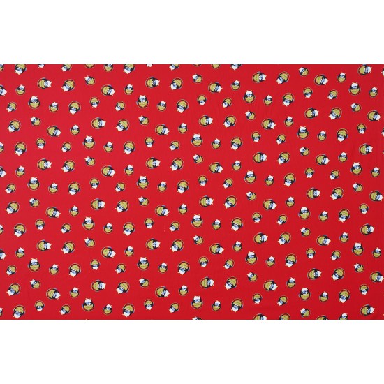 Children's Fabric - Penguin With Headphone Red
